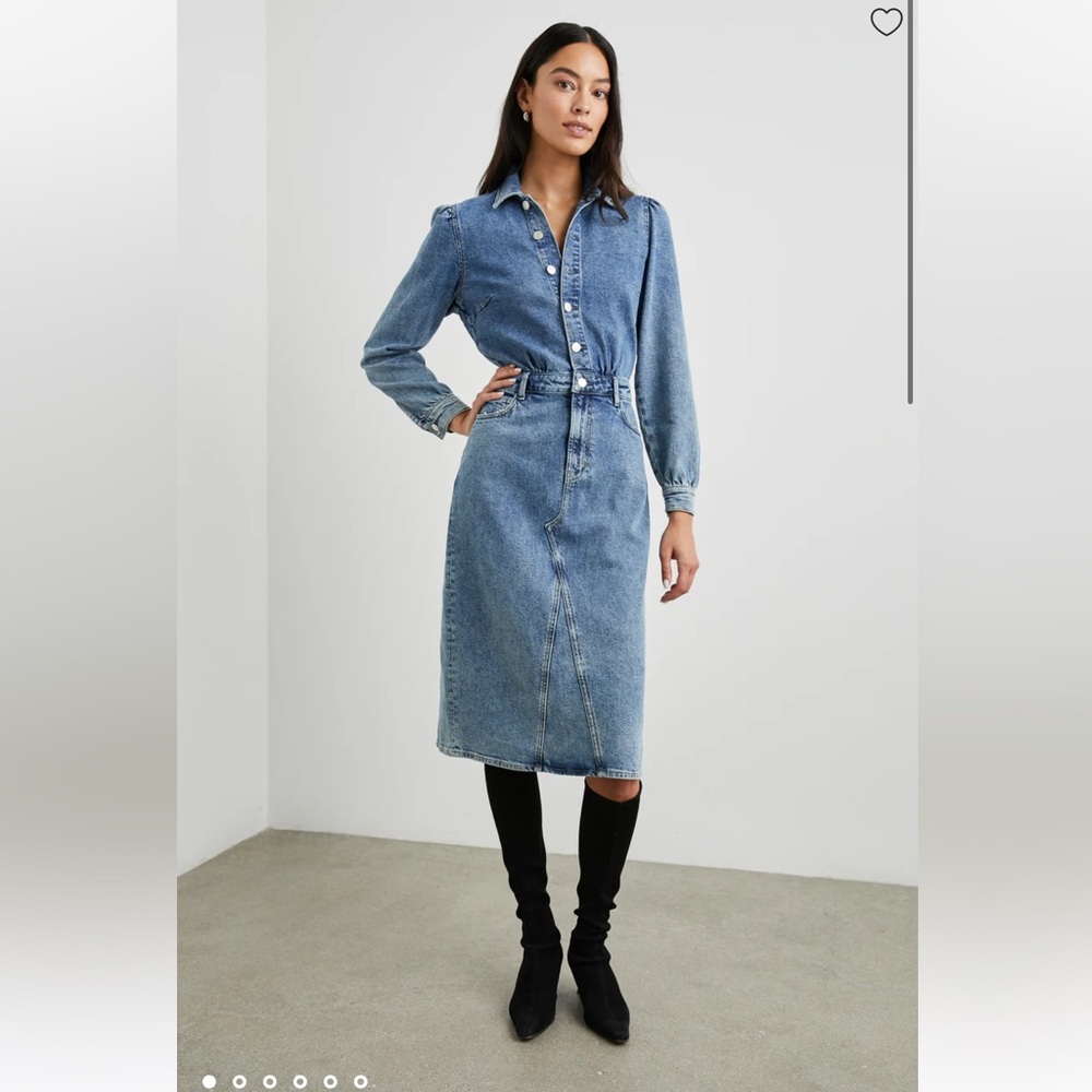 NWT Rails Beverly 100% Cotton Button Front Denim Long Sleeve Dress in West Coast - Picture 2 of 16